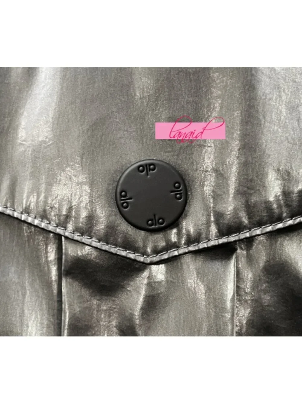 Alo Metallic High-Waist Break Line Joggers Silver Chrome Shiny Hi-Rise Waisted S